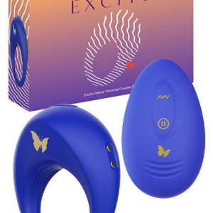 Excite 2.75″ Remote Controlled Deluxe Vibrating Couple’s Ring Couples Rings Blue