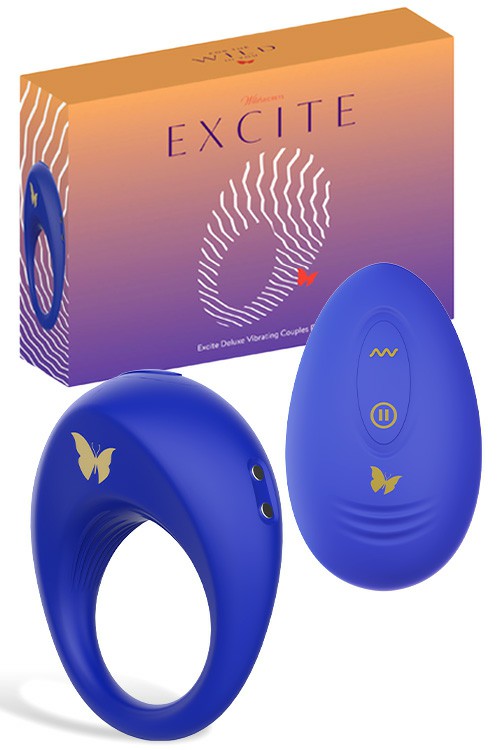 Excite 2.75″ Remote Controlled Deluxe Vibrating Couple’s Ring Couples Rings Blue