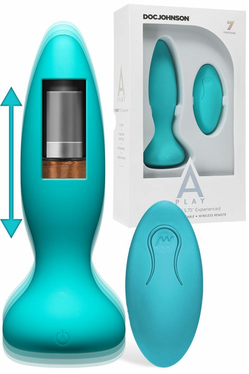 Experienced Remote Controlled 5.75″ Thrusting Butt Plug Anal Toys Teal