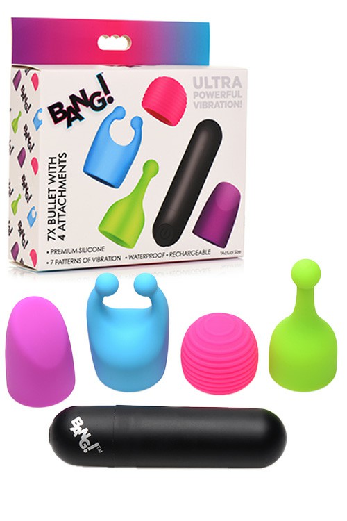 Glow In The Dark 4 Attachments Rechargeable Bullet Vibe Bullet Vibrators Multi