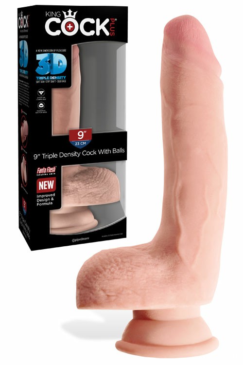 King Cock Triple Density 9″ Dildo With Balls Dildos Flesh