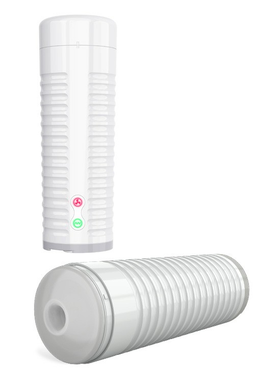 Max 2 App Controlled 9.5″ Vibrating & Squeezing Masturbator Vibrating Masturbators White